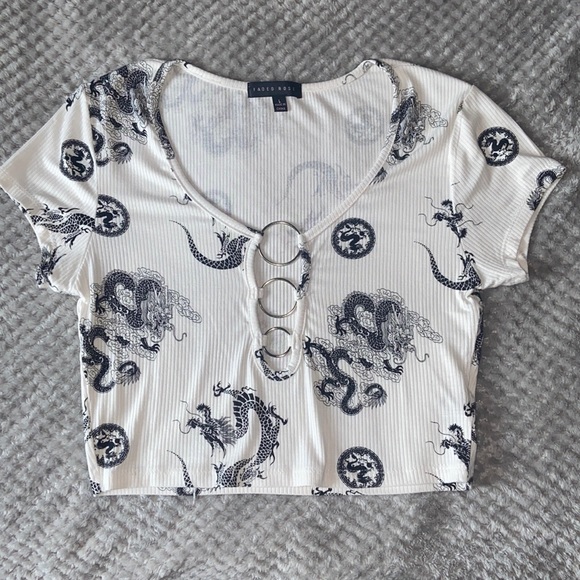 Faded Rose Tops - Faded Rose | Dragon Design Cut out Ring Tee